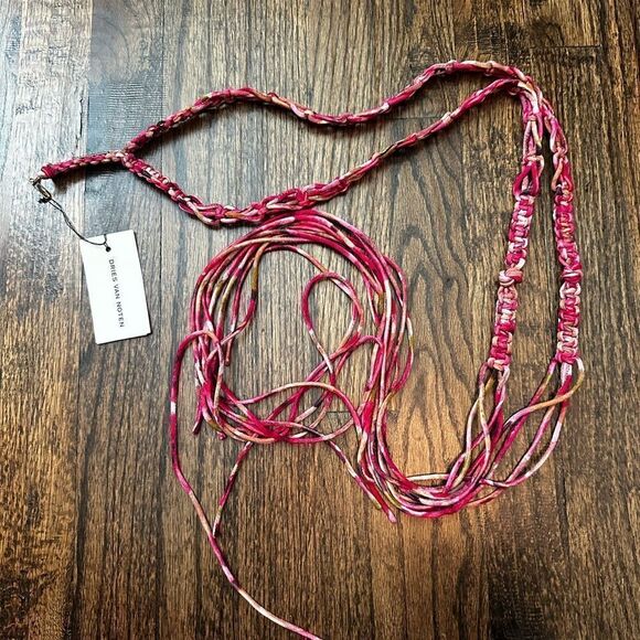 Dries Van Noten self-tie multicolor woven Macramé Belt main image 4